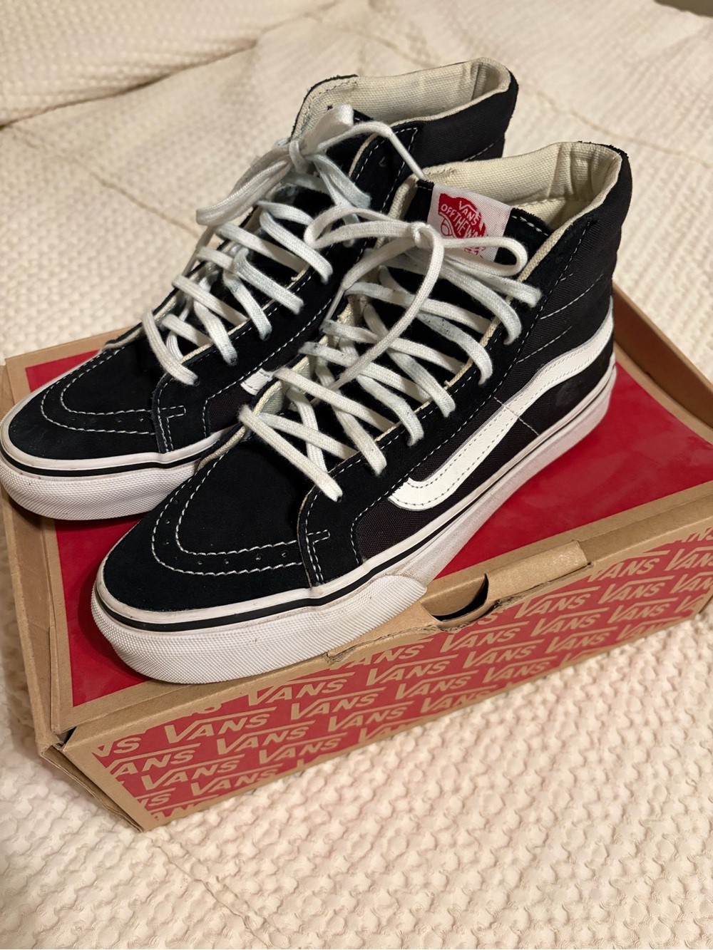 Vans Black & White High-Top Skate Sneakers